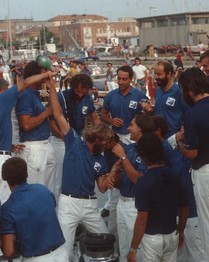 Azzurra Italian Sailing Team in Porto Cervo Sardinia in the 1980s
