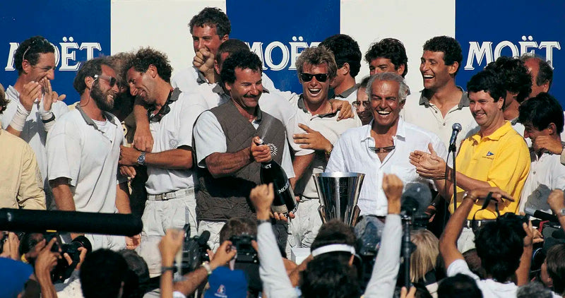 Raul Gardini and Paul Cayard winning the 1992 Louis Vuitton Cup America's Cup 